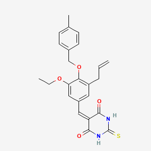 molecular formula C24H24N2O4S B3531853 5-{3-allyl-5-ethoxy-4-[(4-methylbenzyl)oxy]benzylidene}-2-thioxodihydro-4,6(1H,5H)-pyrimidinedione 