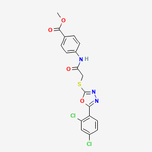 molecular formula C18H13Cl2N3O4S B3531905 methyl 4-[({[5-(2,4-dichlorophenyl)-1,3,4-oxadiazol-2-yl]thio}acetyl)amino]benzoate 