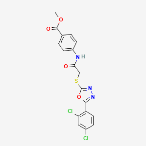 molecular formula C18H13Cl2N3O4S B3531905 Methyl 4-[({[5-(2,4-dichlorophenyl)-1,3,4-oxadiazol-2-yl]sulfanyl}acetyl)amino]benzoate 