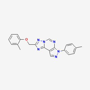 molecular formula C21H18N6O B3531911 2-[(2-methylphenoxy)methyl]-7-(4-methylphenyl)-7H-pyrazolo[4,3-e][1,2,4]triazolo[1,5-c]pyrimidine 
