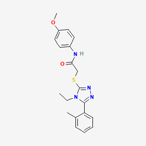 molecular formula C20H22N4O2S B3531973 2-{[4-ethyl-5-(2-methylphenyl)-4H-1,2,4-triazol-3-yl]thio}-N-(4-methoxyphenyl)acetamide 