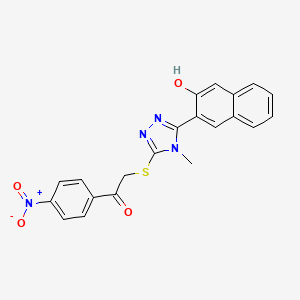 molecular formula C21H16N4O4S B3531980 2-{[5-(3-hydroxy-2-naphthyl)-4-methyl-4H-1,2,4-triazol-3-yl]thio}-1-(4-nitrophenyl)ethanone 