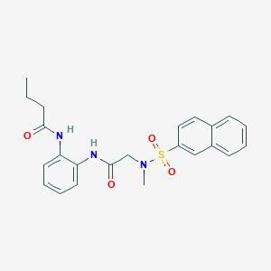 molecular formula C23H25N3O4S B3531986 N-(2-{[N-methyl-N-(2-naphthylsulfonyl)glycyl]amino}phenyl)butanamide 