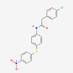 molecular formula C20H15ClN2O3S B3531996 2-(4-chlorophenyl)-N-{4-[(4-nitrophenyl)thio]phenyl}acetamide 