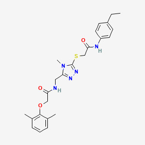 molecular formula C24H29N5O3S B3532038 2-(2,6-dimethylphenoxy)-N-{[5-({2-[(4-ethylphenyl)amino]-2-oxoethyl}thio)-4-methyl-4H-1,2,4-triazol-3-yl]methyl}acetamide 