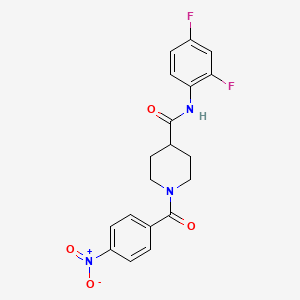 molecular formula C19H17F2N3O4 B3532043 N-(2,4-difluorophenyl)-1-(4-nitrobenzoyl)-4-piperidinecarboxamide 