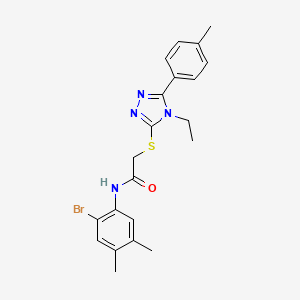 molecular formula C21H23BrN4OS B3532049 N-(2-bromo-4,5-dimethylphenyl)-2-[[4-ethyl-5-(4-methylphenyl)-1,2,4-triazol-3-yl]sulfanyl]acetamide 