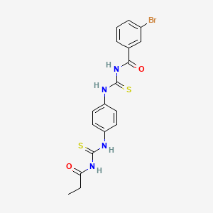 molecular formula C18H17BrN4O2S2 B3532052 3-bromo-N-{[(4-{[(propionylamino)carbonothioyl]amino}phenyl)amino]carbonothioyl}benzamide 