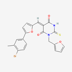 molecular formula C21H15BrN2O4S B3532083 5-{[5-(4-bromo-3-methylphenyl)-2-furyl]methylene}-1-(2-furylmethyl)-2-thioxodihydro-4,6(1H,5H)-pyrimidinedione 