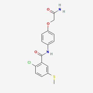 molecular formula C16H15ClN2O3S B3532138 N-[4-(2-amino-2-oxoethoxy)phenyl]-2-chloro-5-(methylthio)benzamide 