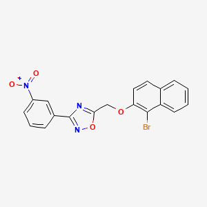 molecular formula C19H12BrN3O4 B3532168 5-{[(1-bromo-2-naphthyl)oxy]methyl}-3-(3-nitrophenyl)-1,2,4-oxadiazole 