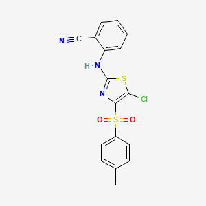 molecular formula C17H12ClN3O2S2 B3532170 2-({5-chloro-4-[(4-methylphenyl)sulfonyl]-1,3-thiazol-2-yl}amino)benzonitrile 