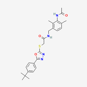 molecular formula C25H30N4O3S B3532225 N-[3-(acetylamino)-2,4-dimethylbenzyl]-2-{[5-(4-tert-butylphenyl)-1,3,4-oxadiazol-2-yl]thio}acetamide 