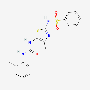 molecular formula C18H18N4O3S2 B3532257 N-[4-methyl-5-({[(2-methylphenyl)amino]carbonyl}amino)-1,3-thiazol-2-yl]benzenesulfonamide 
