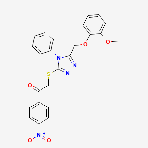 molecular formula C24H20N4O5S B3532268 2-({5-[(2-methoxyphenoxy)methyl]-4-phenyl-4H-1,2,4-triazol-3-yl}thio)-1-(4-nitrophenyl)ethanone 