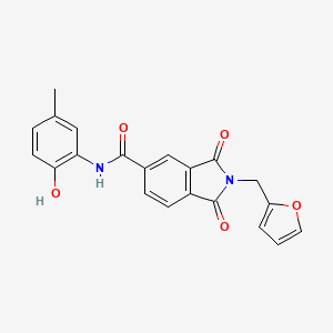 molecular formula C21H16N2O5 B3532292 2-(2-furylmethyl)-N-(2-hydroxy-5-methylphenyl)-1,3-dioxo-5-isoindolinecarboxamide 