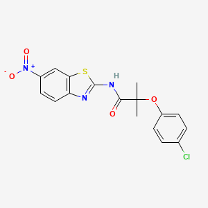 molecular formula C17H14ClN3O4S B3532314 2-(4-chlorophenoxy)-2-methyl-N-(6-nitro-1,3-benzothiazol-2-yl)propanamide 