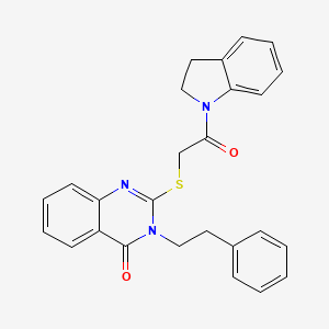 molecular formula C26H23N3O2S B3532322 2-{[2-(2,3-dihydro-1H-indol-1-yl)-2-oxoethyl]thio}-3-(2-phenylethyl)-4(3H)-quinazolinone 
