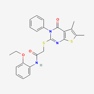 molecular formula C24H23N3O3S2 B3532354 2-[(5,6-dimethyl-4-oxo-3-phenyl-3,4-dihydrothieno[2,3-d]pyrimidin-2-yl)thio]-N-(2-ethoxyphenyl)acetamide 