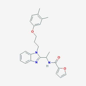 molecular formula C25H27N3O3 B353244 N-(1-{1-[3-(3,4-dimethylphenoxy)propyl]-1H-1,3-benzodiazol-2-yl}ethyl)furan-2-carboxamide CAS No. 919973-18-5