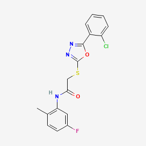 molecular formula C17H13ClFN3O2S B3532450 2-{[5-(2-chlorophenyl)-1,3,4-oxadiazol-2-yl]thio}-N-(5-fluoro-2-methylphenyl)acetamide 