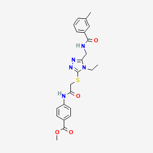 molecular formula C23H25N5O4S B3532467 methyl 4-({[(4-ethyl-5-{[(3-methylbenzoyl)amino]methyl}-4H-1,2,4-triazol-3-yl)thio]acetyl}amino)benzoate 