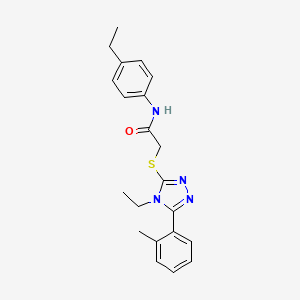 molecular formula C21H24N4OS B3532471 2-{[4-ethyl-5-(2-methylphenyl)-4H-1,2,4-triazol-3-yl]thio}-N-(4-ethylphenyl)acetamide 