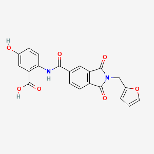 molecular formula C21H14N2O7 B3532480 2-({[2-(2-furylmethyl)-1,3-dioxo-2,3-dihydro-1H-isoindol-5-yl]carbonyl}amino)-5-hydroxybenzoic acid 