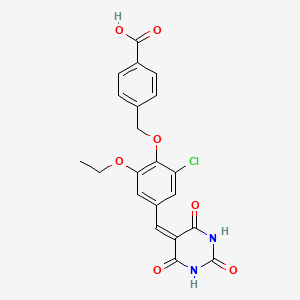 molecular formula C21H17ClN2O7 B3532491 4-({2-chloro-6-ethoxy-4-[(2,4,6-trioxotetrahydro-5(2H)-pyrimidinylidene)methyl]phenoxy}methyl)benzoic acid 