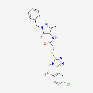 molecular formula C23H23ClN6O2S B3532507 N-(1-benzyl-3,5-dimethyl-1H-pyrazol-4-yl)-2-{[5-(5-chloro-2-hydroxyphenyl)-4-methyl-4H-1,2,4-triazol-3-yl]thio}acetamide 