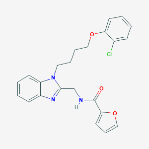 molecular formula C23H22ClN3O3 B353251 N-({1-[4-(2-chlorophenoxy)butyl]benzimidazol-2-yl}methyl)-2-furylcarboxamide CAS No. 920114-07-4