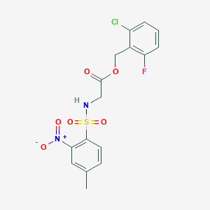 molecular formula C16H14ClFN2O6S B3532530 2-chloro-6-fluorobenzyl N-[(4-methyl-2-nitrophenyl)sulfonyl]glycinate 
