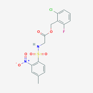 molecular formula C16H14ClFN2O6S B3532530 2-Chloro-6-fluorobenzyl 2-{[(4-methyl-2-nitrophenyl)sulfonyl]amino}acetate 