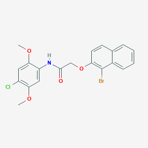 molecular formula C20H17BrClNO4 B3532566 2-[(1-bromo-2-naphthyl)oxy]-N-(4-chloro-2,5-dimethoxyphenyl)acetamide 