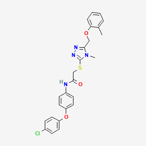 molecular formula C25H23ClN4O3S B3532572 N-[4-(4-chlorophenoxy)phenyl]-2-({4-methyl-5-[(2-methylphenoxy)methyl]-4H-1,2,4-triazol-3-yl}thio)acetamide 