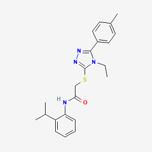 molecular formula C22H26N4OS B3532587 2-{[4-ethyl-5-(4-methylphenyl)-4H-1,2,4-triazol-3-yl]thio}-N-(2-isopropylphenyl)acetamide 