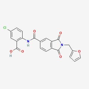 molecular formula C21H13ClN2O6 B3532595 5-chloro-2-({[2-(2-furylmethyl)-1,3-dioxo-2,3-dihydro-1H-isoindol-5-yl]carbonyl}amino)benzoic acid 