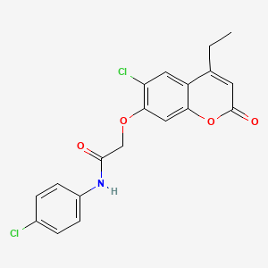 molecular formula C19H15Cl2NO4 B3532610 2-[(6-chloro-4-ethyl-2-oxo-2H-chromen-7-yl)oxy]-N-(4-chlorophenyl)acetamide 