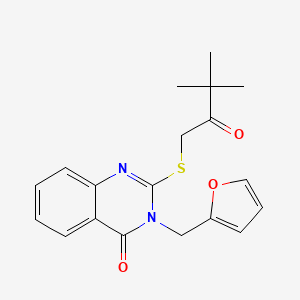 molecular formula C19H20N2O3S B3532627 2-[(3,3-dimethyl-2-oxobutyl)thio]-3-(2-furylmethyl)-4(3H)-quinazolinone 