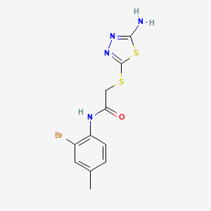 molecular formula C11H11BrN4OS2 B3532736 2-[(5-amino-1,3,4-thiadiazol-2-yl)thio]-N-(2-bromo-4-methylphenyl)acetamide CAS No. 736954-81-7