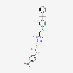 molecular formula C29H30N4O3S B3532745 N-(4-acetylphenyl)-2-[(4-methyl-5-{[4-(1-methyl-1-phenylethyl)phenoxy]methyl}-4H-1,2,4-triazol-3-yl)thio]acetamide 