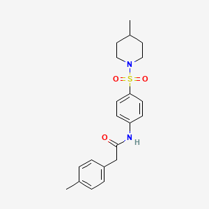 molecular formula C21H26N2O3S B3532752 2-(4-methylphenyl)-N-{4-[(4-methylpiperidin-1-yl)sulfonyl]phenyl}acetamide 