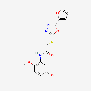 molecular formula C16H15N3O5S B3532762 N-(2,5-dimethoxyphenyl)-2-{[5-(2-furyl)-1,3,4-oxadiazol-2-yl]thio}acetamide 