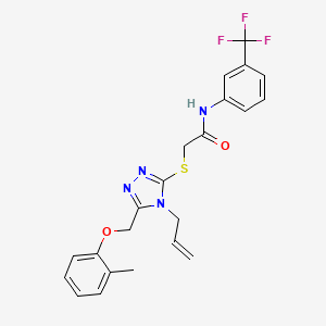 molecular formula C22H21F3N4O2S B3532894 2-({4-allyl-5-[(2-methylphenoxy)methyl]-4H-1,2,4-triazol-3-yl}thio)-N-[3-(trifluoromethyl)phenyl]acetamide 