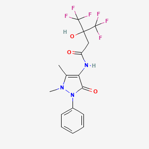 molecular formula C16H15F6N3O3 B3532911 N-(1,5-dimethyl-3-oxo-2-phenyl-2,3-dihydro-1H-pyrazol-4-yl)-4,4,4-trifluoro-3-hydroxy-3-(trifluoromethyl)butanamide 