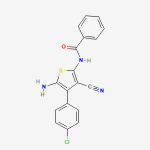 molecular formula C18H12ClN3OS B3533025 N-[5-amino-4-(4-chlorophenyl)-3-cyano-2-thienyl]benzamide 
