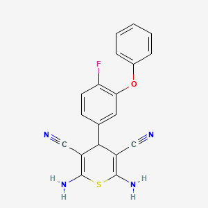 molecular formula C19H13FN4OS B3533032 2,6-diamino-4-(4-fluoro-3-phenoxyphenyl)-4H-thiopyran-3,5-dicarbonitrile 