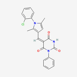 molecular formula C23H18ClN3O3 B3533039 5-{[1-(2-chlorophenyl)-2,5-dimethyl-1H-pyrrol-3-yl]methylene}-1-phenyl-2,4,6(1H,3H,5H)-pyrimidinetrione 