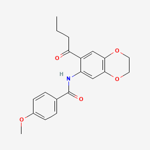 molecular formula C20H21NO5 B3533078 N-(7-butyryl-2,3-dihydro-1,4-benzodioxin-6-yl)-4-methoxybenzamide 