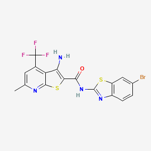 molecular formula C17H10BrF3N4OS2 B3533091 3-amino-N-(6-bromo-1,3-benzothiazol-2-yl)-6-methyl-4-(trifluoromethyl)thieno[2,3-b]pyridine-2-carboxamide 